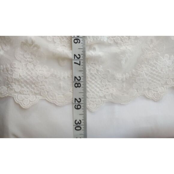 Lace Trim Dress White V Neck Button Front Short Sleeve Dress - Picture 9 of 13